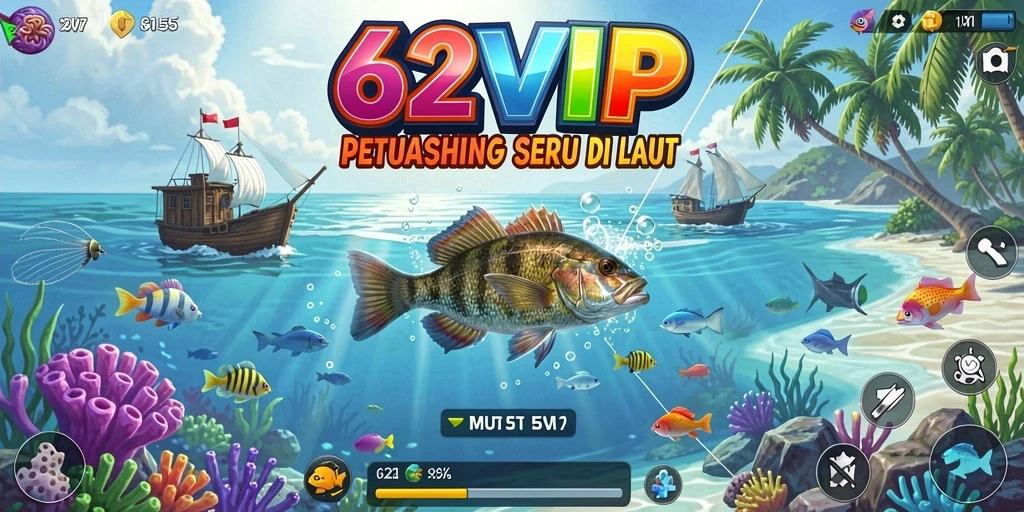 Tangkapan ikan berwarna-warni dalam gameplay Fishing 62VIP.