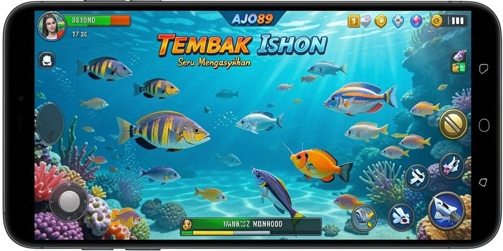 Screenshot AJO89 menampilkan gameplay Tembak Ikan yang seru.