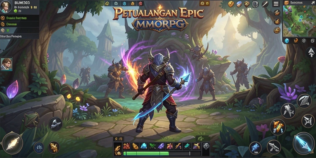 Screenshot BUMI303 memperlihatkan aksi seru dalam game MMORPG.