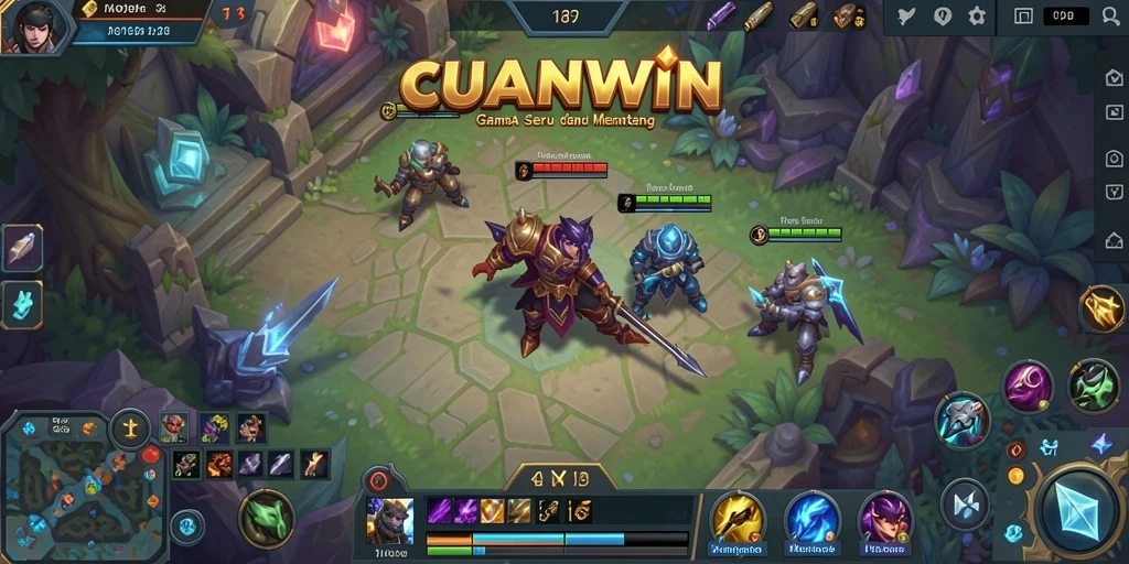 Gameplay menarik dalam pertandingan MOBA yang intens.