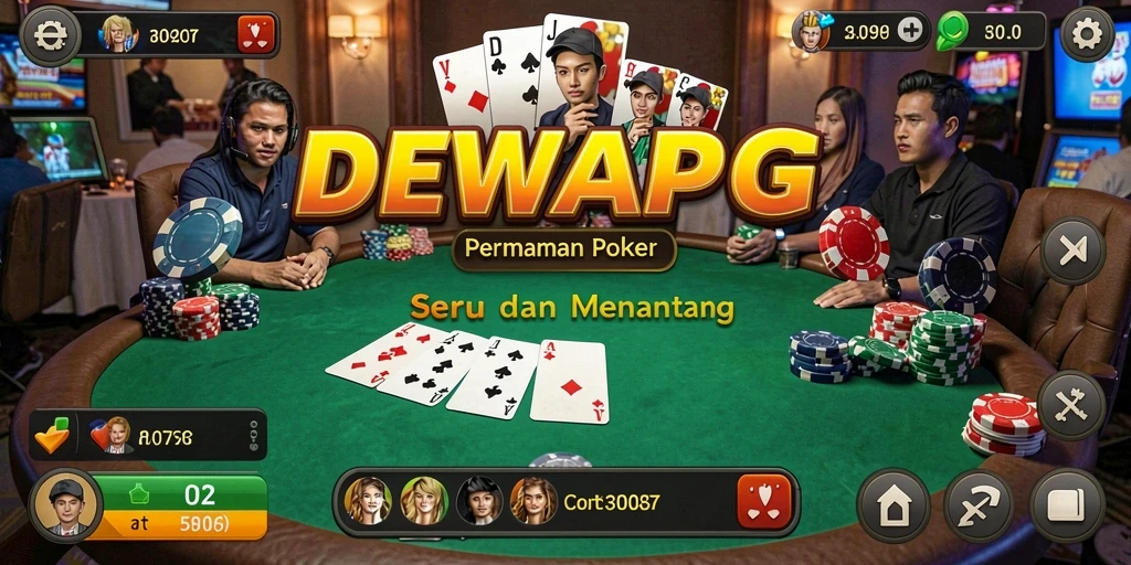 Screenshot DEWAPG menampilkan gameplay Poker yang menarik dan interaktif.