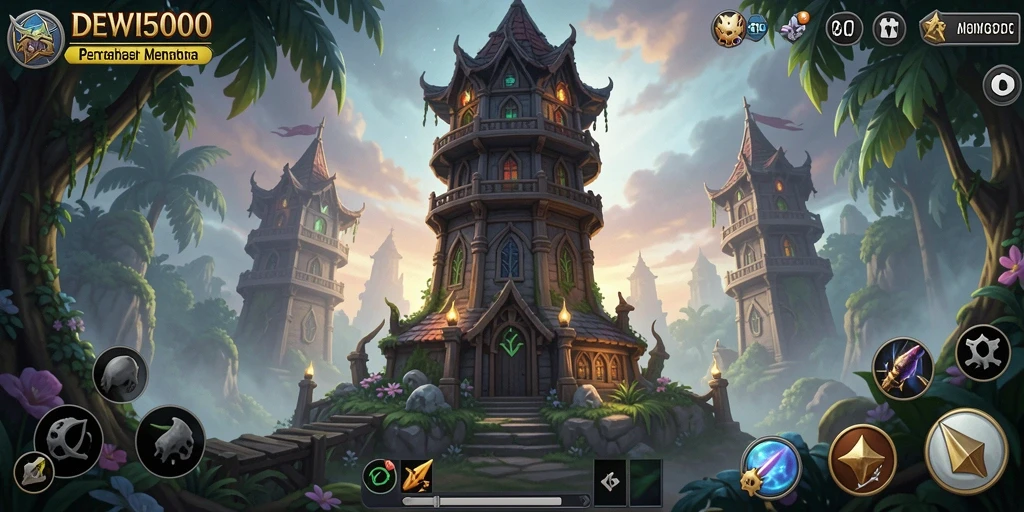 Gameplay yang seru dalam pertahanan menara di DEWI5000.