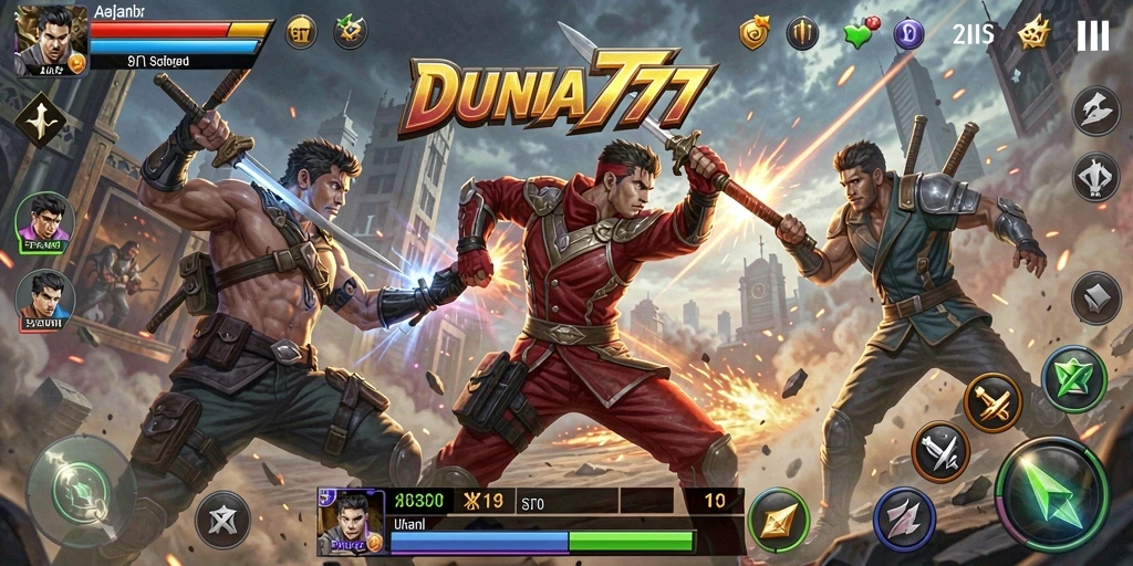 Gameplay DUNIA777 yang intens dan aksi pertarungan yang seru.