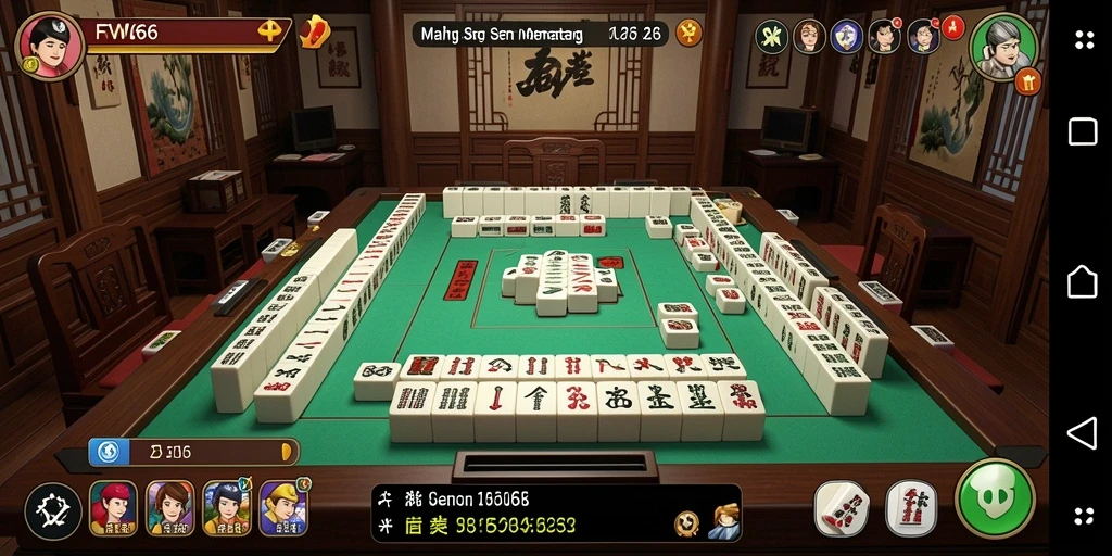 Tampilan gameplay seru dan menantang dari FW66 saat mencocokkan ubin Mahjong.