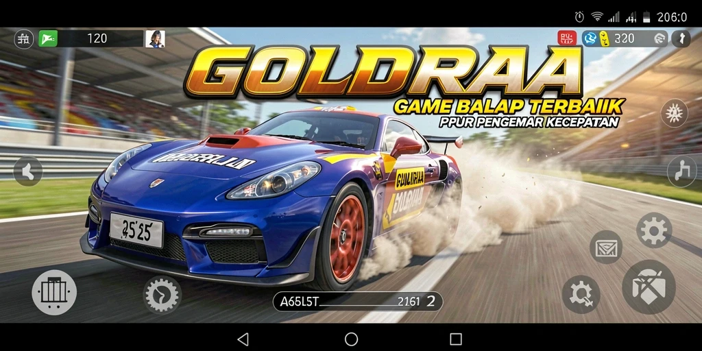 Tampilan gameplay <strong>GOLDRAJA</strong> yang mendebarkan saat balapan.