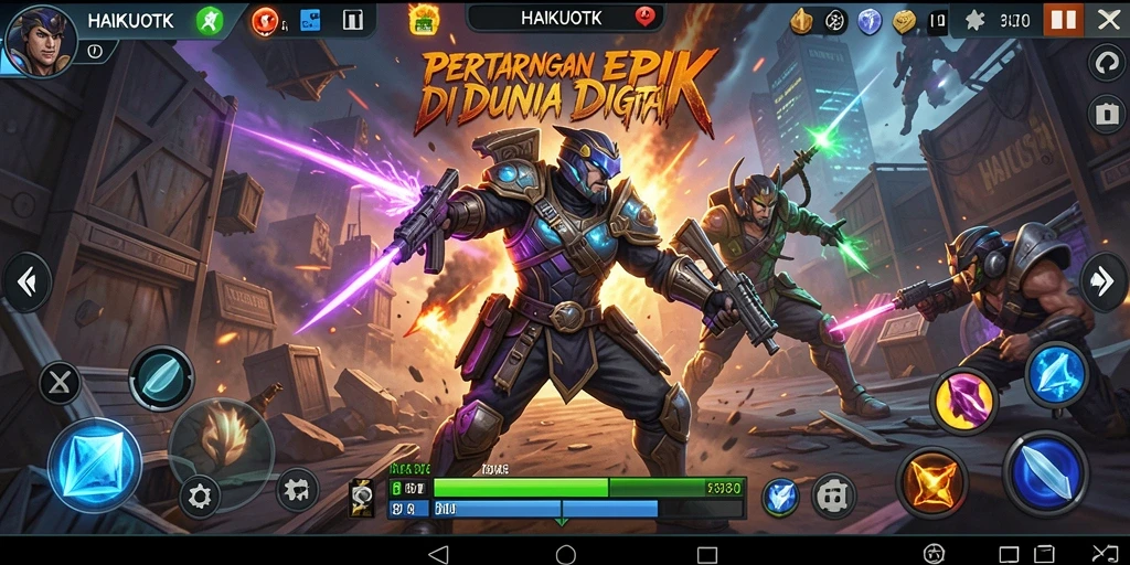 Tangkapan layar HAIKUOTK menampilkan aksi pertarungan seru.