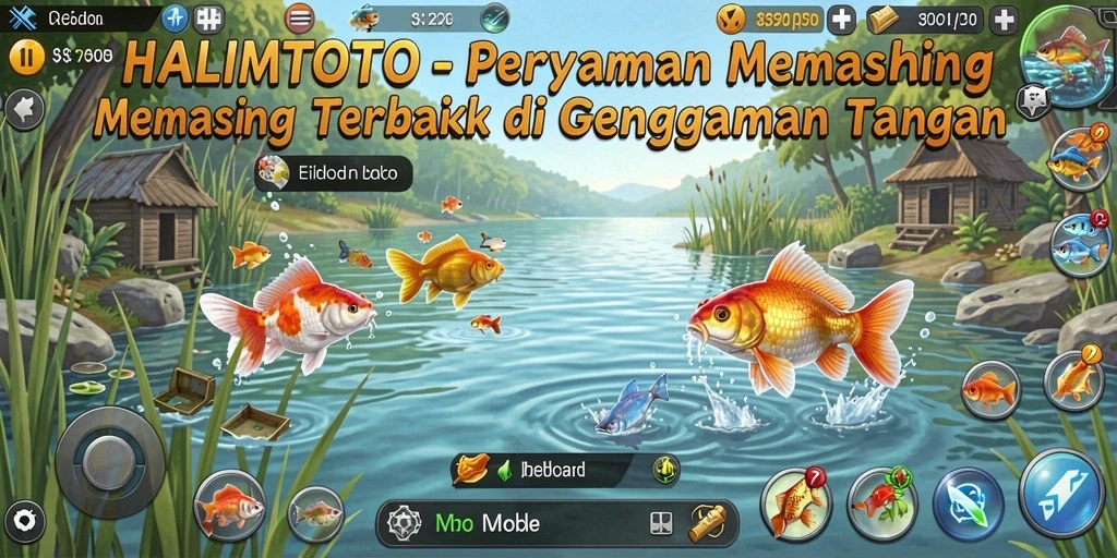 Screenshot gameplay HALIMTOTO yang menunjukkan aksi memancing yang mendebarkan.