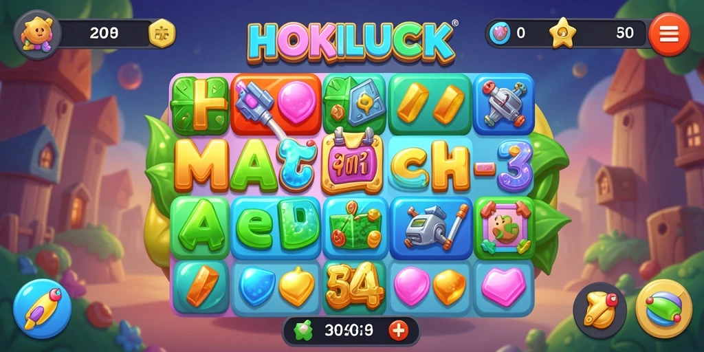 Screenshot gameplay HOKILUCK dengan aksi mencocokkan yang cepat dan seru.