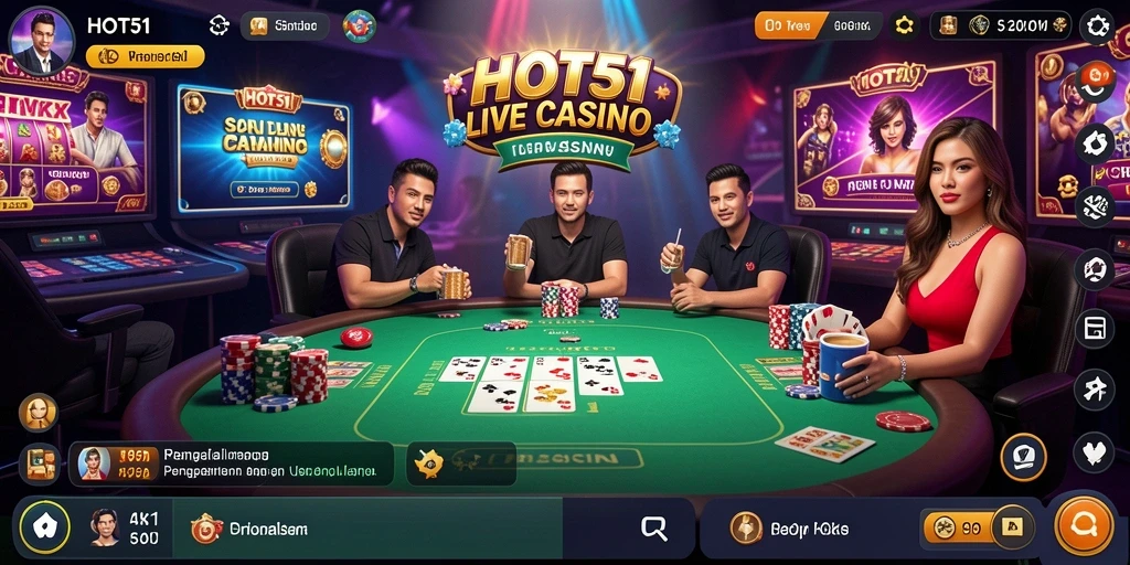 Tampilan gameplay Live Casino yang menegangkan di HOT51.