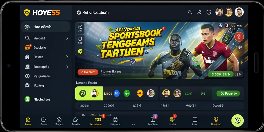 Tampilan gameplay HOYE55 saat bertaruh pada berbagai olahraga.