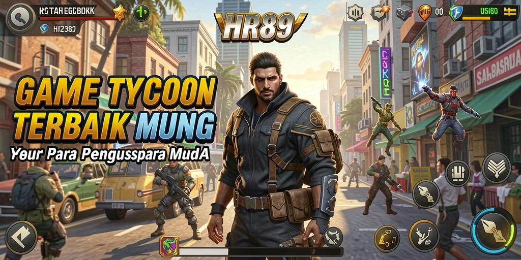 Screenshot gameplay HR89 menampilkan dunia bisnis yang dinamis dan interaktif.