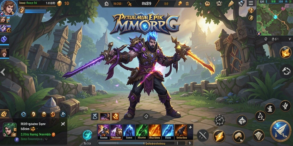 Gameplay intensif dan interaksi pemain dalam dunia MMORPG.