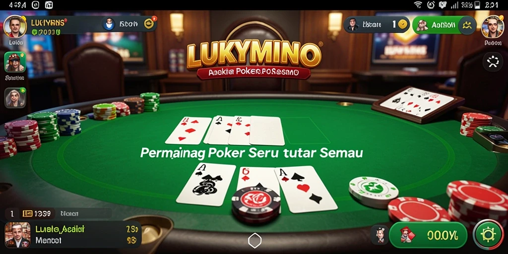 Screenshot gameplay LUKYMINO yang menampilkan aksi seru dalam permainan Poker.
