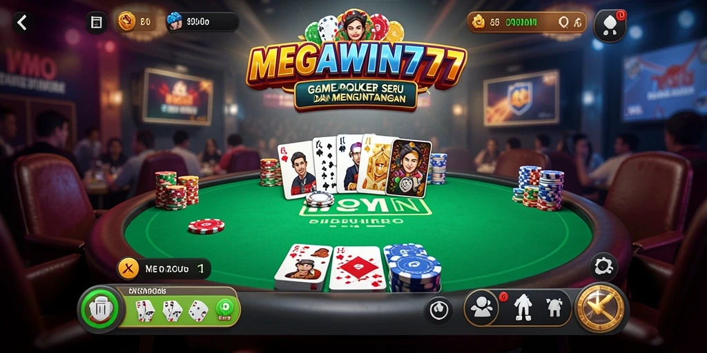 Tangkapan layar utama MEGAWIN777 menunjukkan keseruan bermain Poker.