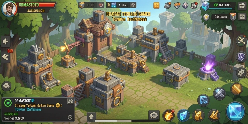 Screenshot ORMASTOTO menunjukkan aksi seru dalam strategi Tower Defense.