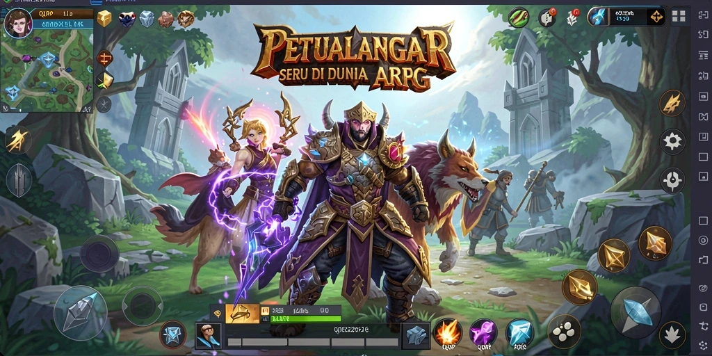 Tampilan gameplay ARPG QQRP yang menegangkan dengan pertarungan epik.