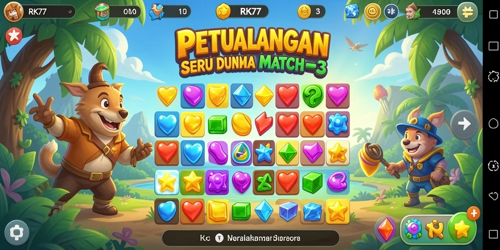 Tampilan gameplay seru dan penuh warna dari RK77.