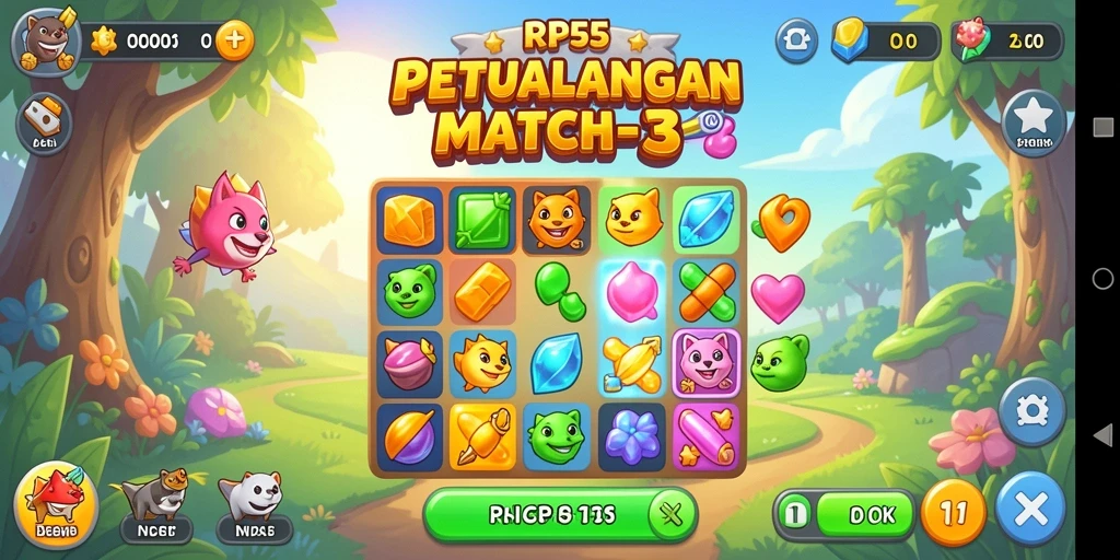 Tampilan menarik dari gameplay seru RP55 dengan kombinasi permata.
