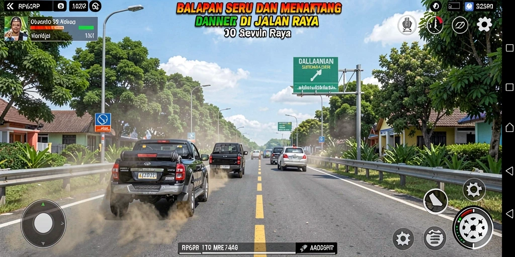 Tampilan gameplay RP62RP yang mendebarkan di trek balapan.