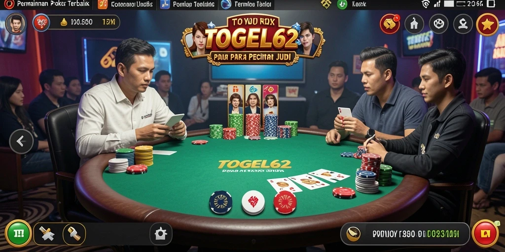 Tampilan gameplay seru dari aplikasi Poker TOGEL62.