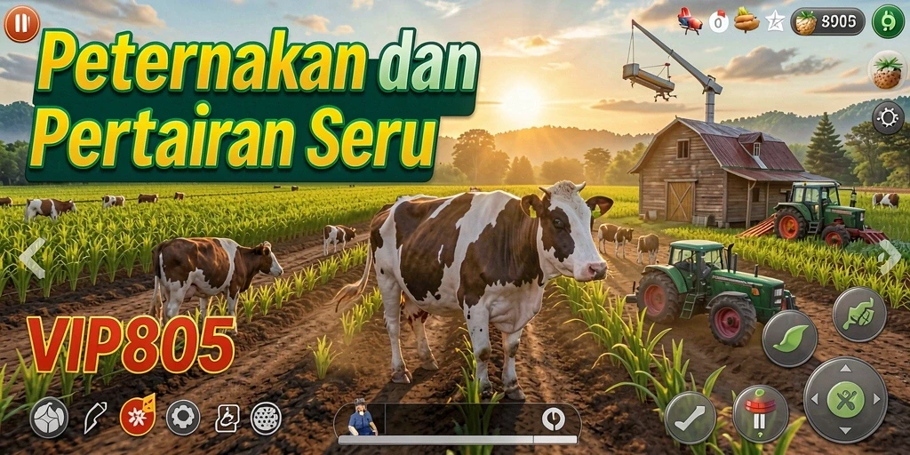 Tangkapan layar menunjukkan keseruan gameplay pertanian di VIP805.