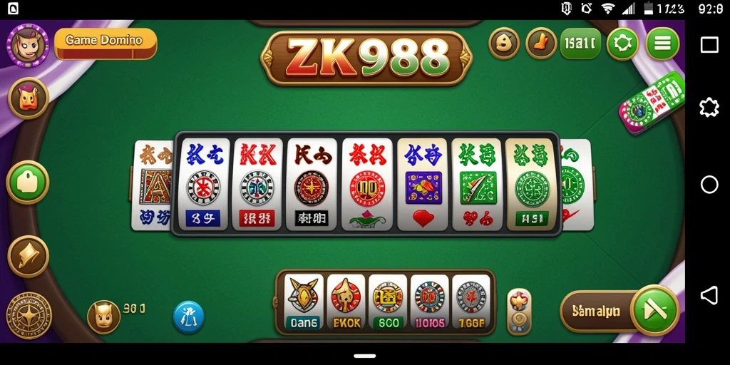 Tampilan gameplay seru dalam ZK988 yang menunjukkan pertarungan Domino.